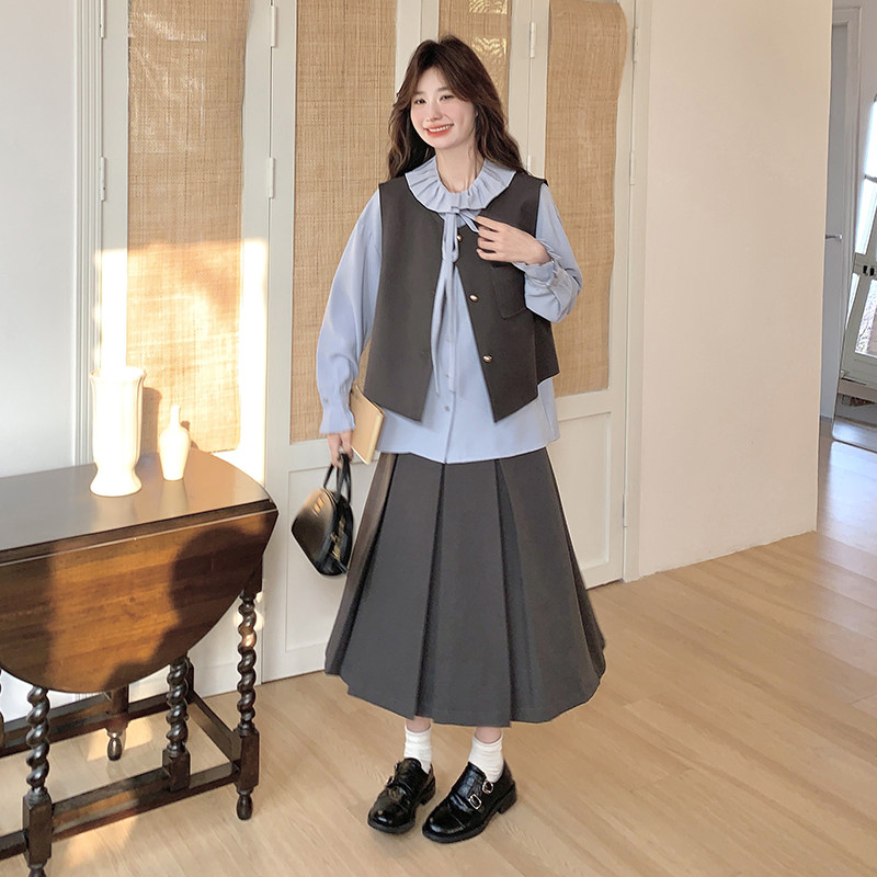 2026年春马甲衬衫百褶裙三件套2C289-2512-P225-K318,女装套装/套裙,2C289