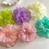 网纱彩色多层手作大肠发圈丸子头发圈扎发皮筋头绳重工发饰女
