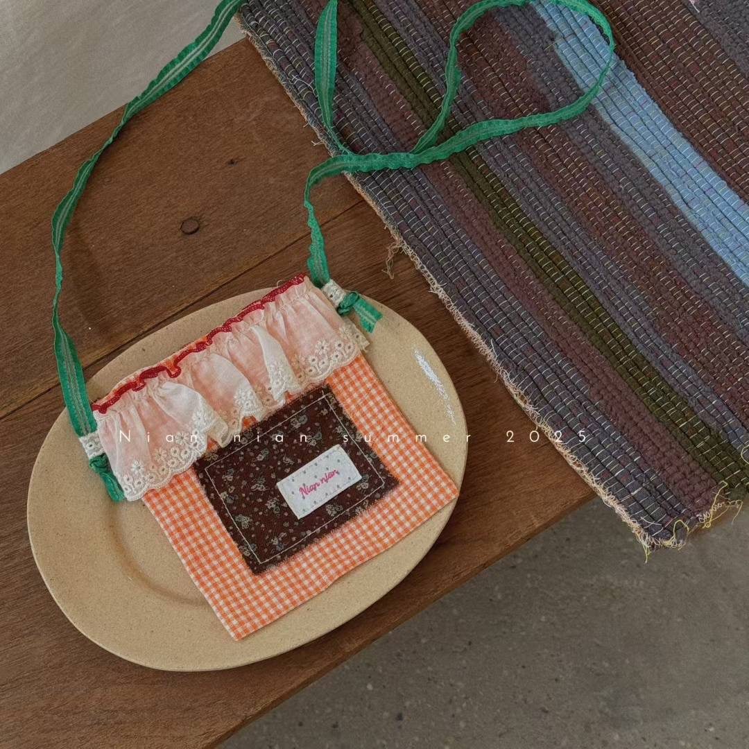 鲍小鱼2025新款韩国ins女童儿童蕾丝格子碎花条纹布艺斜挎小布包,童装/婴儿装/亲子装,包包,淘宝优惠券,粉丝福利购,淘宝优惠卷