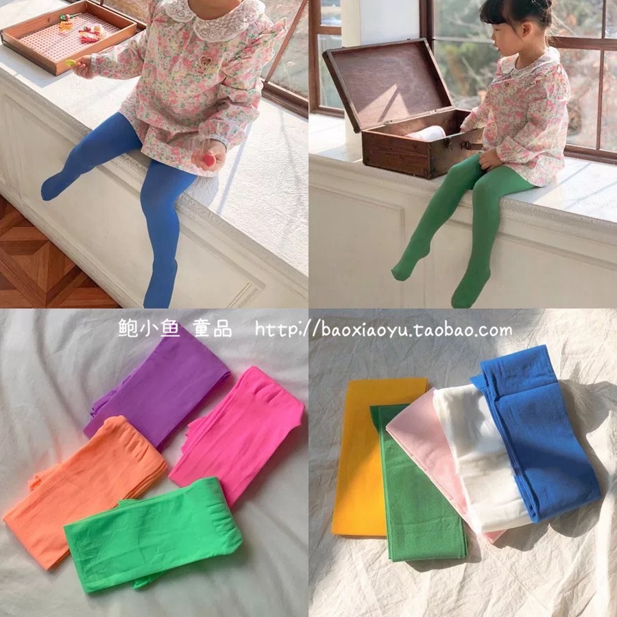 2025新款韩国女童薄款糖果荧光亮色天鹅绒舞蹈袜连脚连裤袜子亲子