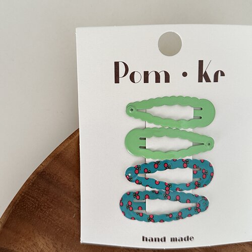 2026新款韩国pom儿童发饰女童甜美樱桃印花波浪刘海侧边BB发夹卡