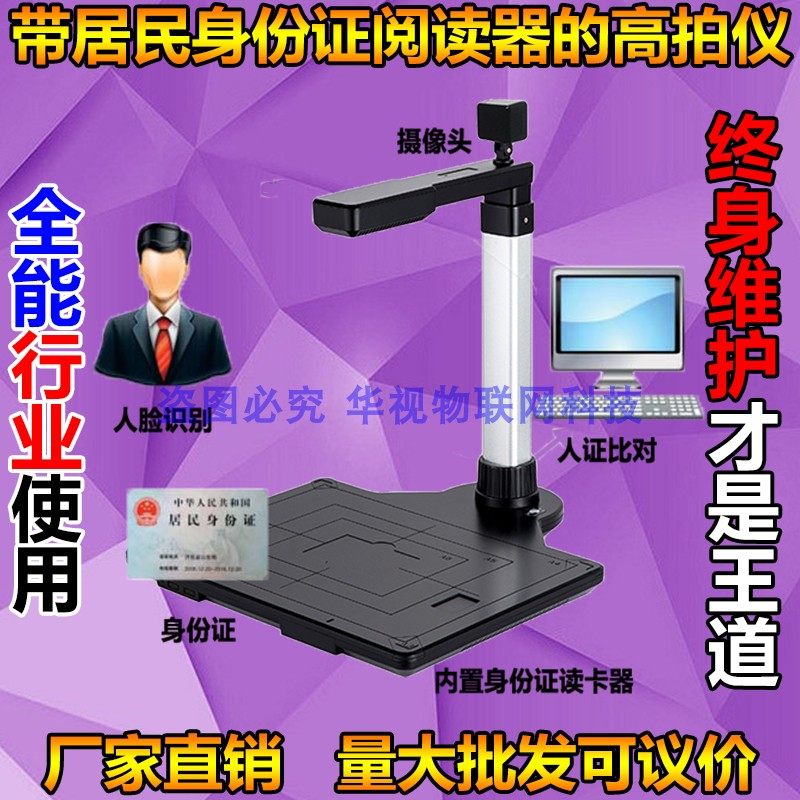 湖南电信用 开卡人像采集实名认证身份证阅读器高拍仪500W摄像头