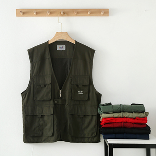 外贸户外春秋钓鱼马甲男款多口袋摄影新闻记者采访工作摄像剧组