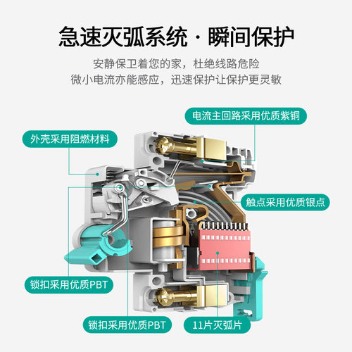 天正电气 TGB1N空气开关DZ47小型断路器1P2P空开3P电闸63A家用32A