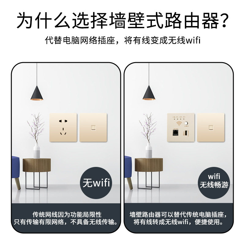 86型墙壁路由器wifi面板无线网AP面板嵌入式家用酒店穿墙智能覆盖