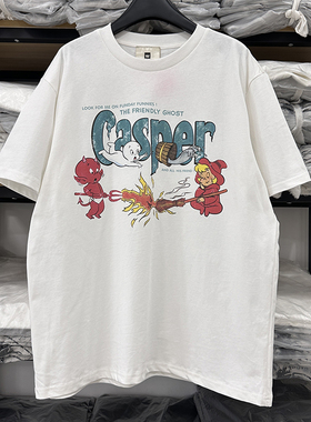 Purey Casper鬼马小精灵破坏卡通Vintage做旧短袖T恤百搭复古tee