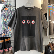 高品质潮牌VTG闪电洗水做旧宽松短袖高街嘻哈t恤男士半袖FOG潮流T