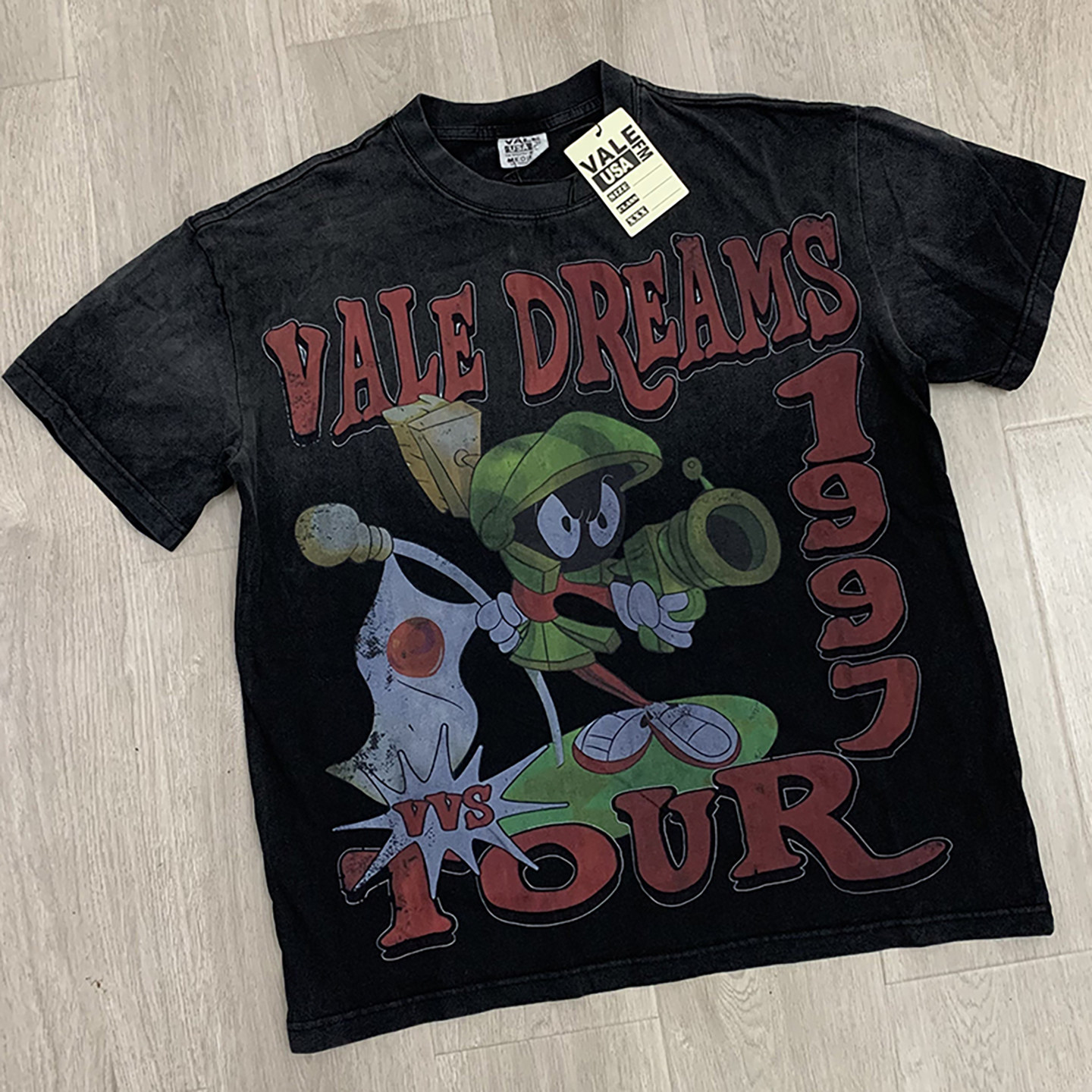 高品质白墨直喷搞怪卡通字母印花水洗做旧男女日常圆领短袖T恤夏,男装,T恤,淘宝优惠券,粉丝福利购,淘宝优惠卷