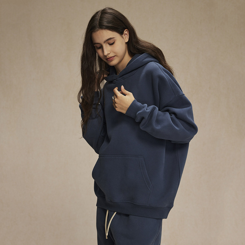 高街纯色连帽卫衣宽松加厚嘻哈