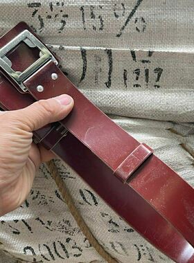 库存老货八十年代早期87外腰带老式腰带黄皮革带收藏怀旧纪念主题