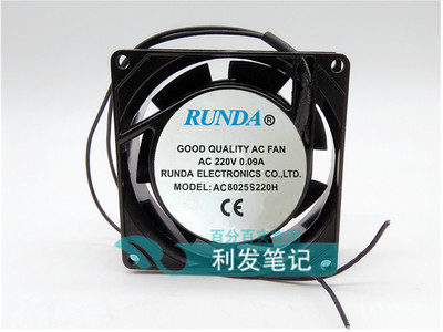 原装RUNDA AC8025S220H AC220V 0.09A 8CM 80*25MM静音散热风扇