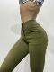 高腰高弹卡戴珊蜜桃臀军绿色3粒扣欧美性感辣妹牛仔长裤 小脚裤 女