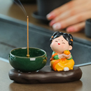 茶桌茶宠办公室桌面摆设 创意唐仕女香炉摆件香托线香插禅意新中式