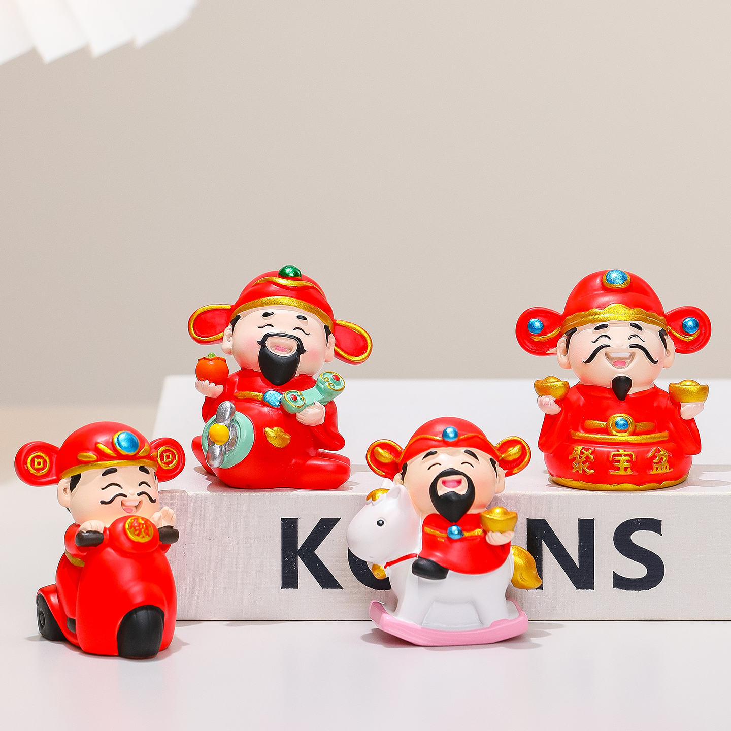 新中式福喜财神爷桌面摆件家居客厅玄关装饰办公室工位发财小摆设