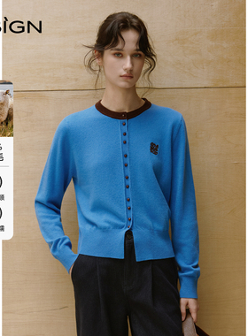 【商场同款】D.SIGN2025冬季新款打底针织衫撞色圆领设计毛衣女