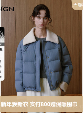 【商场同款】D.SIGN2025冬季新款90鸭绒翻领简约减龄短款羽绒服女