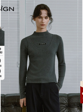 【商场同款】D.SIGN2025冬季新款打底针织衫时髦假两件设计毛衣女