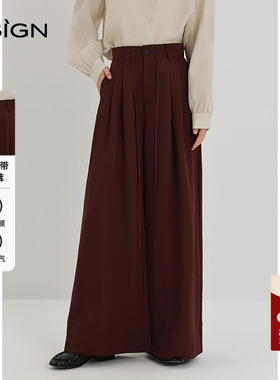 商场同款D.SIGN时髦系带慵懒风休闲裤女2025年春季新款百搭阔腿裤