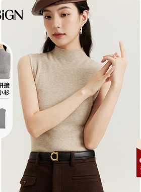 商场同款D.SIGN气质简约无袖背心女圆领针织修身显瘦上衣