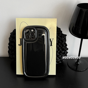 ins椭圆边黑色适用oppofindx3/x5手机壳k10x高级感k9小众k7肥皂pro气垫囊k5全包r17防摔r15x亮面a11x冷淡风a8