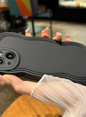 高级感气质黑色1+11适用OnePlus ACE2 V一加9pro手机壳9R波浪边1+8T全包防摔