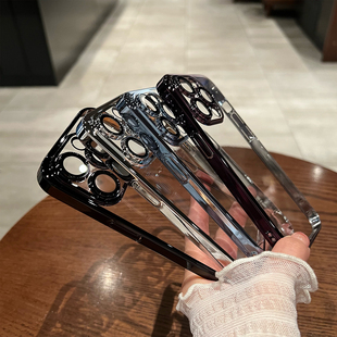 韩电镀边框14适用13华为nova9/11se手机壳10/12高级感80/7透明P60Art全包P50E镜头70加高P40pro+防摔P30冷淡