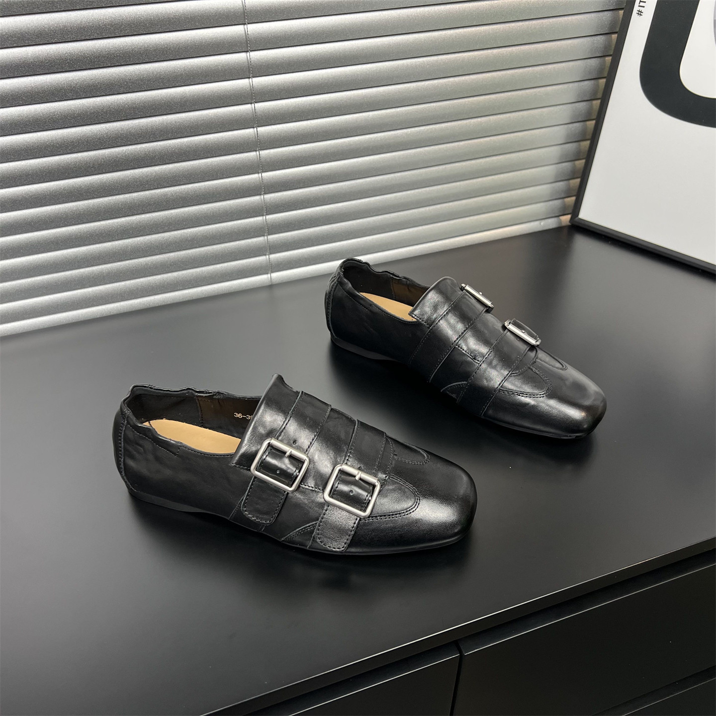 牛皮版~皮带扣乐福鞋女2026春季新款黑色方头一脚蹬真皮休闲单鞋,女鞋,牛津鞋/布洛克鞋/德比鞋,淘宝优惠券,粉丝福利购,淘宝优惠卷