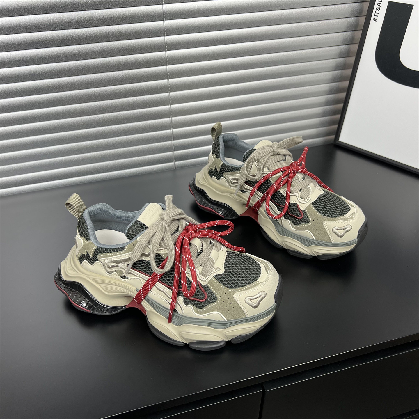 真皮绑带厚底增高老爹鞋女2026春季新款设计感百搭运动休闲鞋子,女鞋,老爹鞋,淘宝优惠券,粉丝福利购,淘宝优惠卷