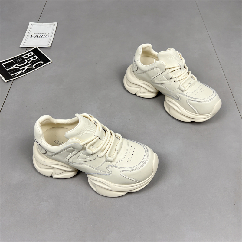 真皮小个子6cm增高老爹鞋女