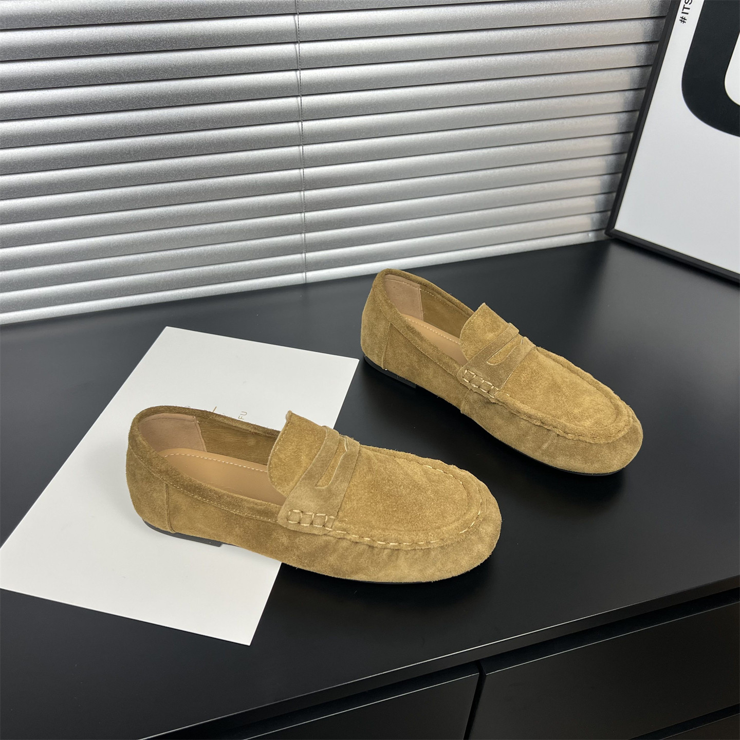 反绒皮乐福鞋女2026春新款复古一脚蹬懒人豆豆鞋平底百搭休闲单鞋,女鞋,乐福鞋（豆豆鞋）,淘宝优惠券,粉丝福利购,淘宝优惠卷