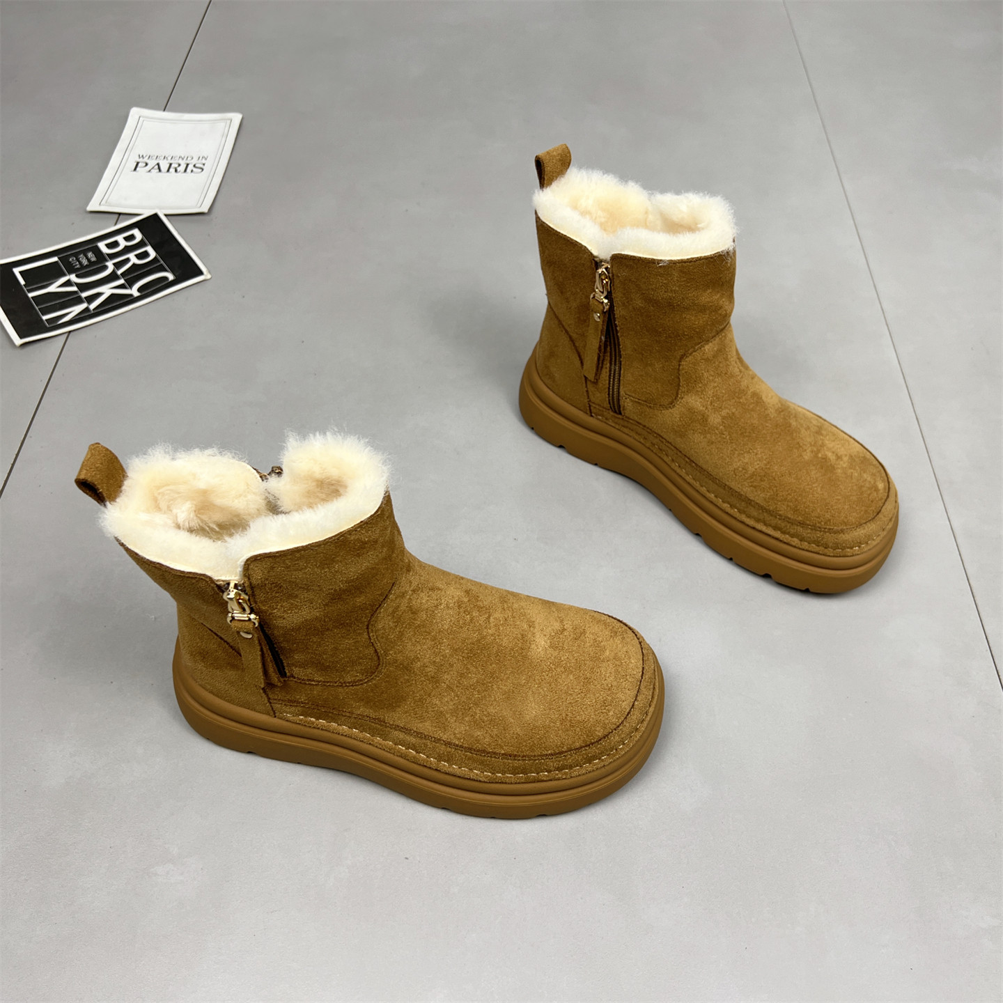 羊京绒羊毛雪地靴女2025冬新款圆头厚底加绒加绒保暖短筒东北棉靴,女鞋,时尚雪地靴,淘宝优惠券,粉丝福利购,淘宝优惠卷