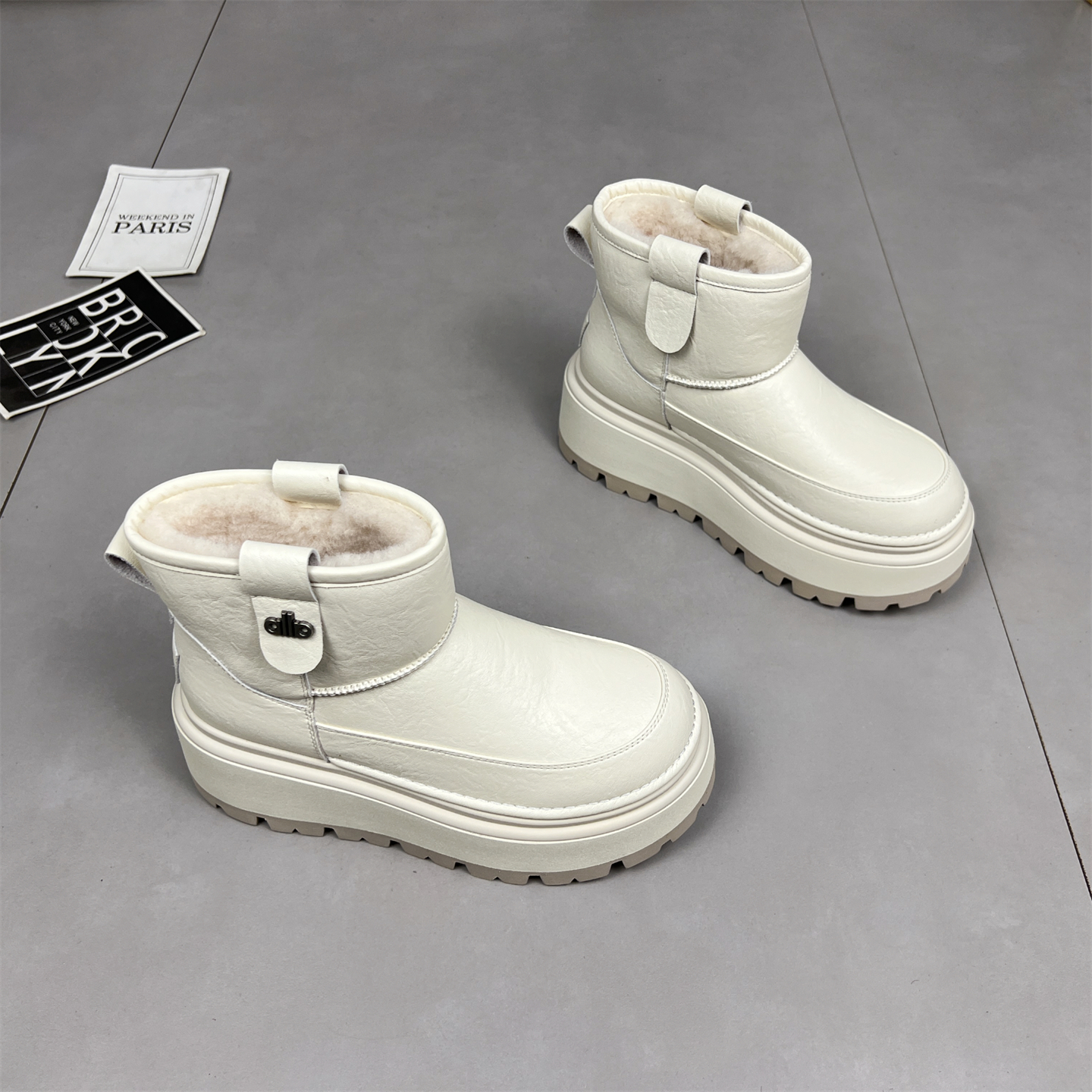 真皮羊毛白色雪地靴女2025冬季