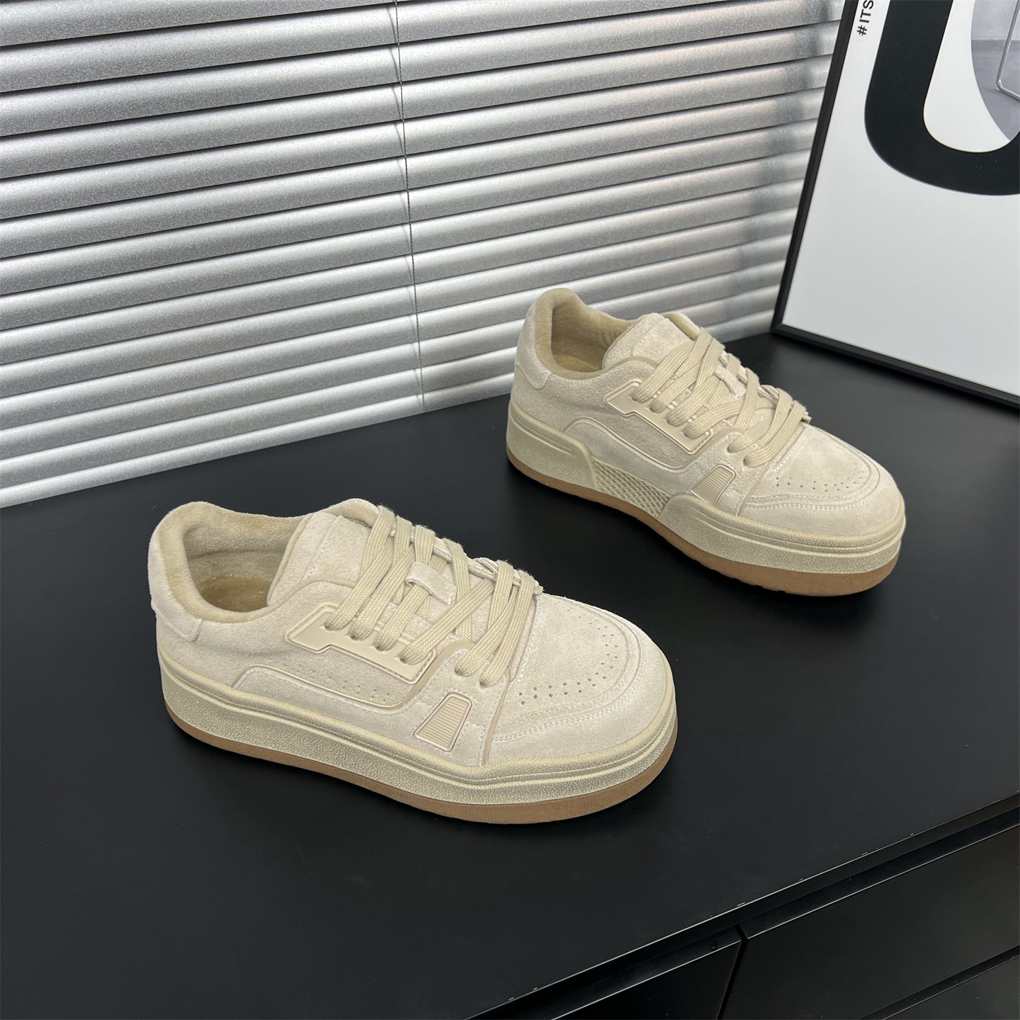 真皮厚底加绒板鞋女2025冬季新款