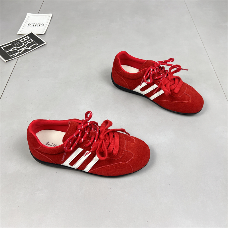 真皮拼色德训鞋女2025秋新款