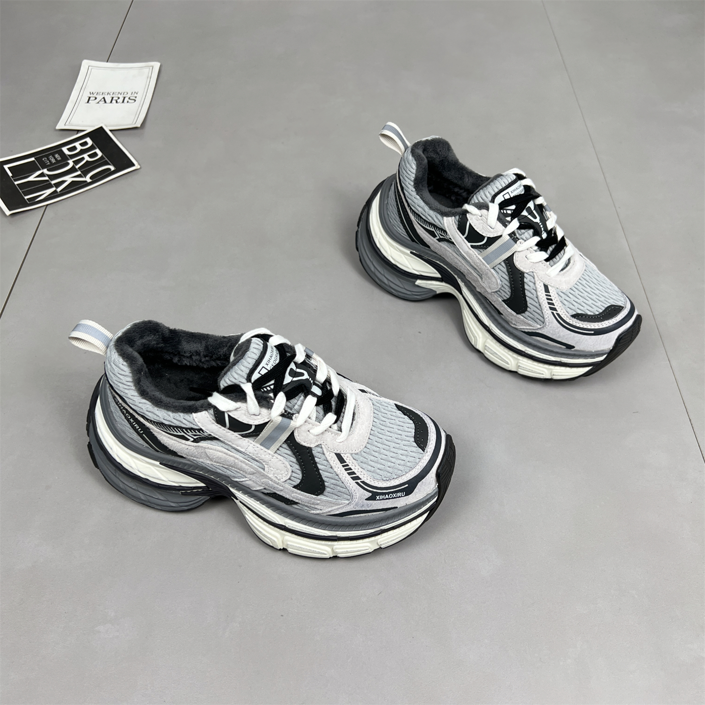 真皮巴黎厚底加绒老爹鞋女