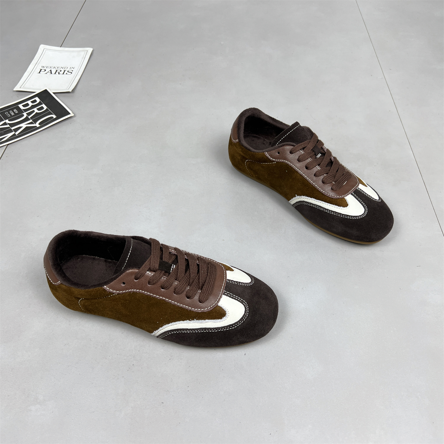 牛皮加绒德训鞋女2025冬季新款