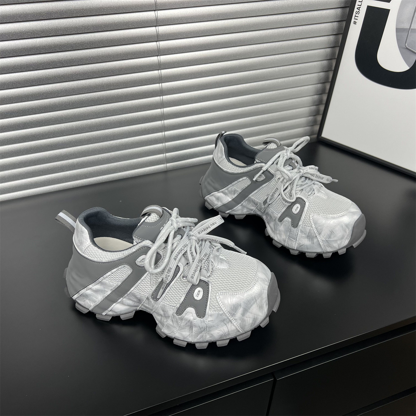 真皮厚底老爹鞋女款2026春季新款网面透气增高户外休闲运动跑步鞋