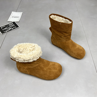 东北加绒加厚防滑牛皮棉鞋 新款 勃肯短靴 2025冬季 内增高雪地靴女款