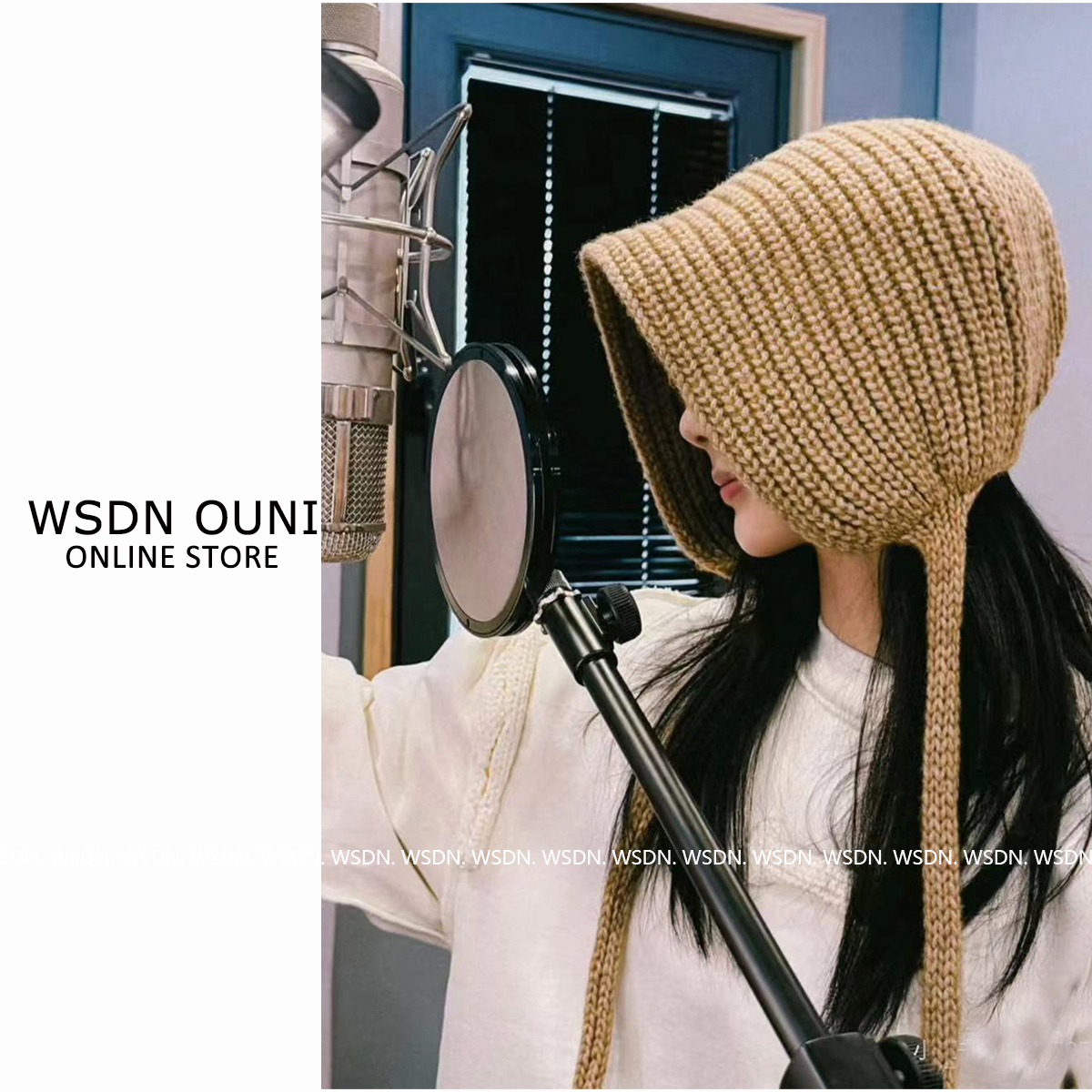 【戚薇杨紫款手工辫子帽】韩系氛围感绵羊毛包头帽秋冬百搭针织帽