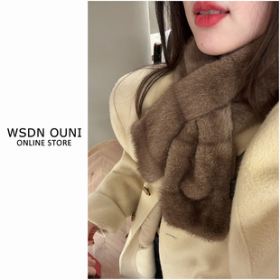 【贵妇毛毛围巾】纯色毛绒绒毛领围脖秋冬柔软韩系高级感交叉围巾