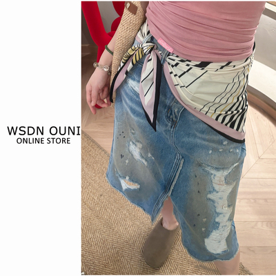 【135*65】夏季薄款防晒丝巾女高级感时尚包头三角巾腰间配饰丝巾