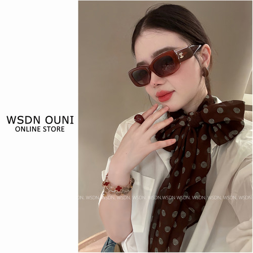 【188*26】法式复古棕色波点长条丝巾高级配饰系脖女新款飘带领巾