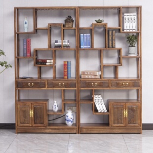 新中式新款多宝阁实木非洲菠萝格木博古架中式隔断玄关仿红木家具