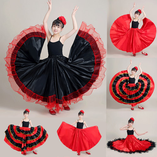 西班牙舞蹈女童服装幼儿大摆裙