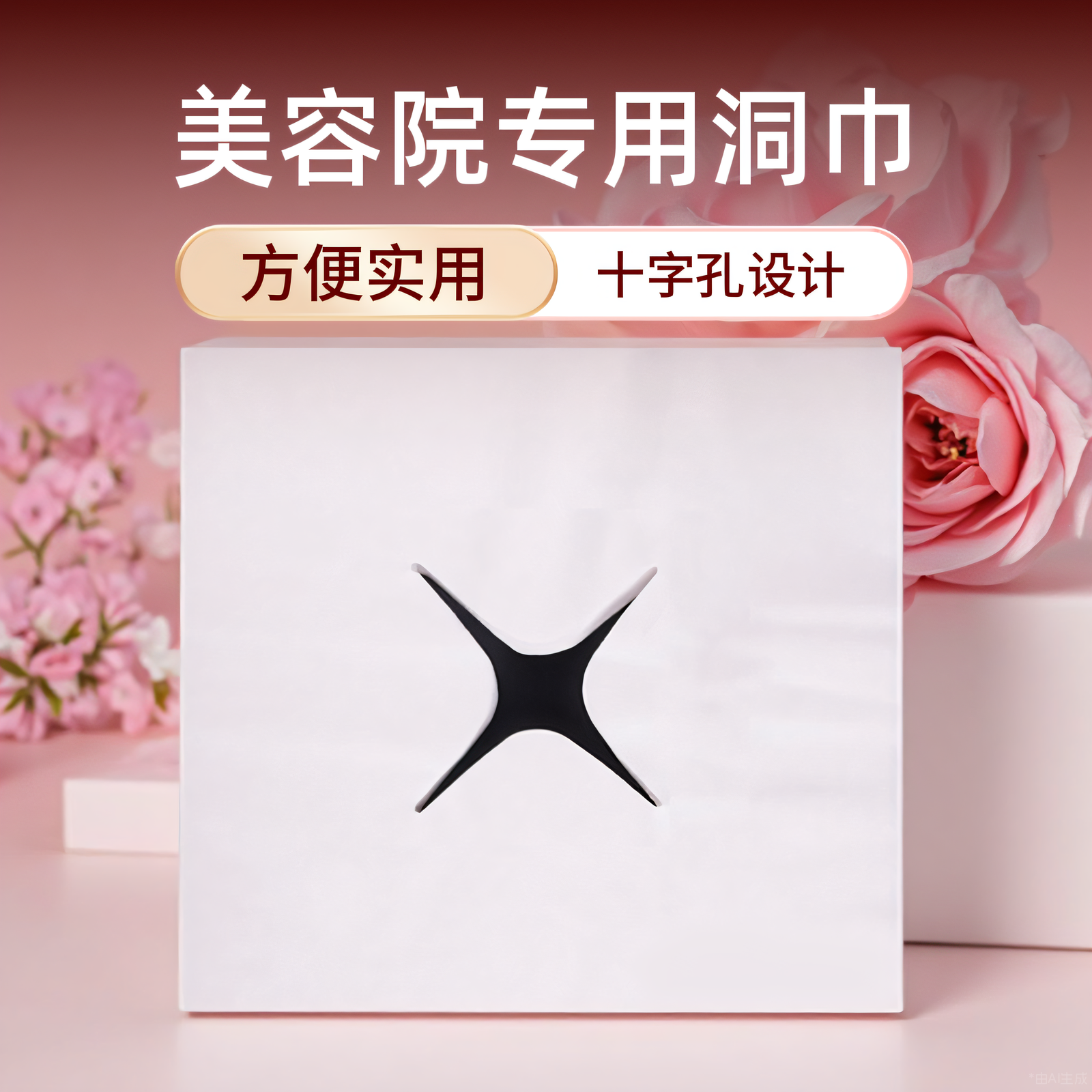 美容院专用一次性趴巾洞巾按摩床美容床床头垫脸面部十字孔巾按摩