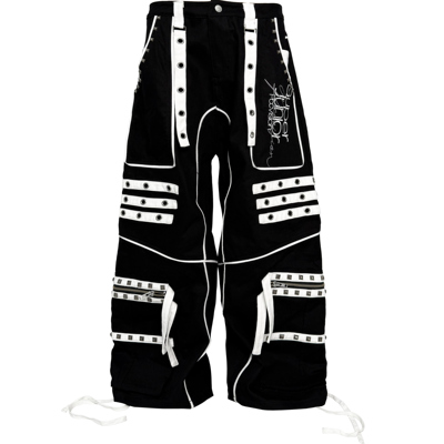 pccvision黑白撞色宽松铆钉裤
