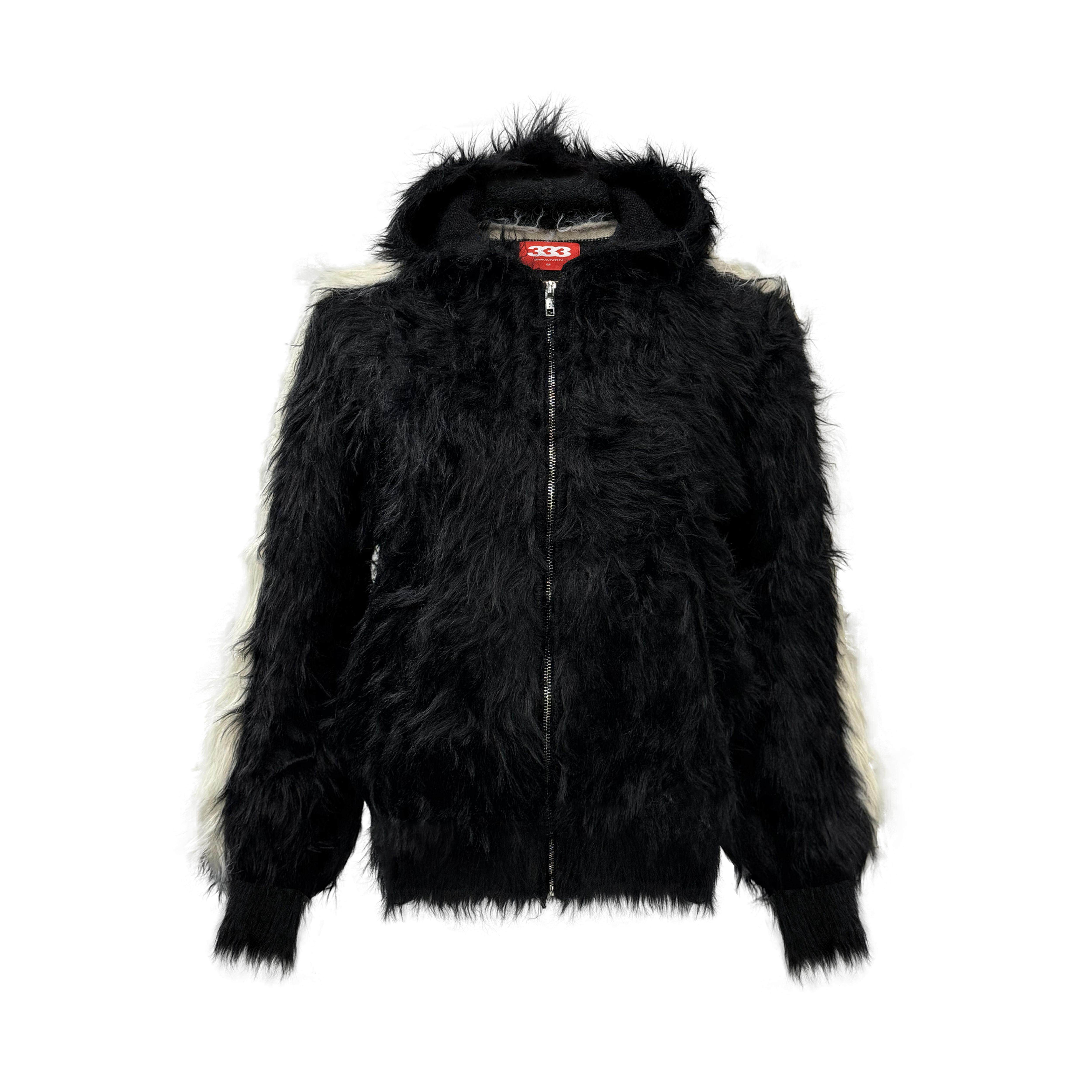 [PCCVISION] 3MAN0N III毛毛针织黑白撞色拉链连帽弹力卫衣