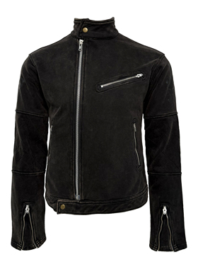 [PCCVISION] 3MAN0N 超级青少年黑色做旧印花拉链机车卫衣夹克