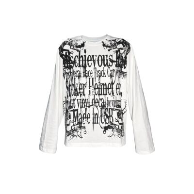 pccvision做旧印花长袖t恤