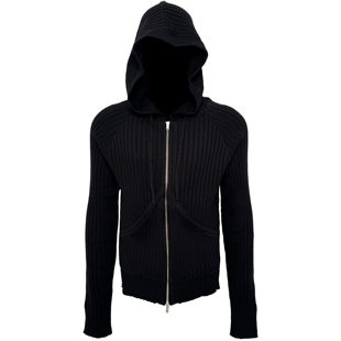 连帽拉链弹力开衫 全黑针织修身 3MAN0N 卫衣 PCCVISION